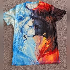Blue and Red Lion Graphic T-Shirt. Size Small. New. Never Used